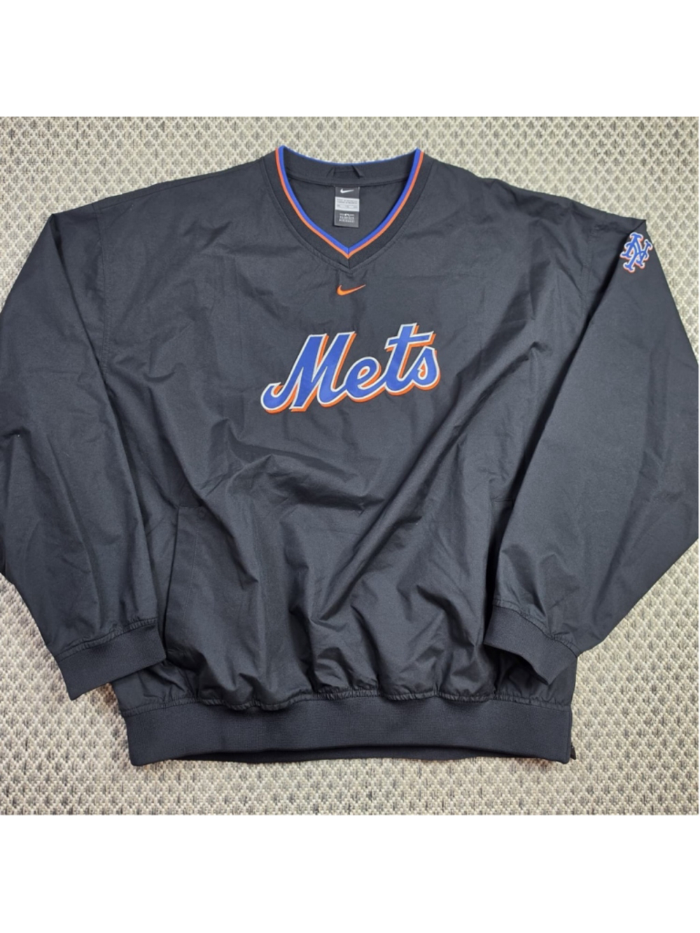 Nike New York Mets MLB Mens XXL Pullover Windbreaker Jacket Black Embroidered